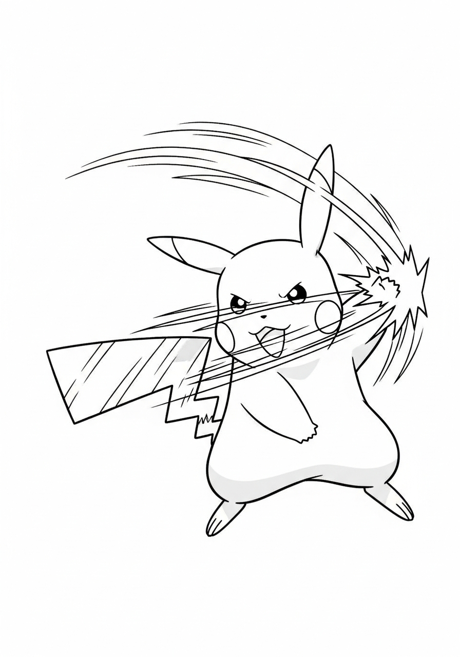 Pikachu Coloring Pages 24 Pikachu using iron tail coloring page