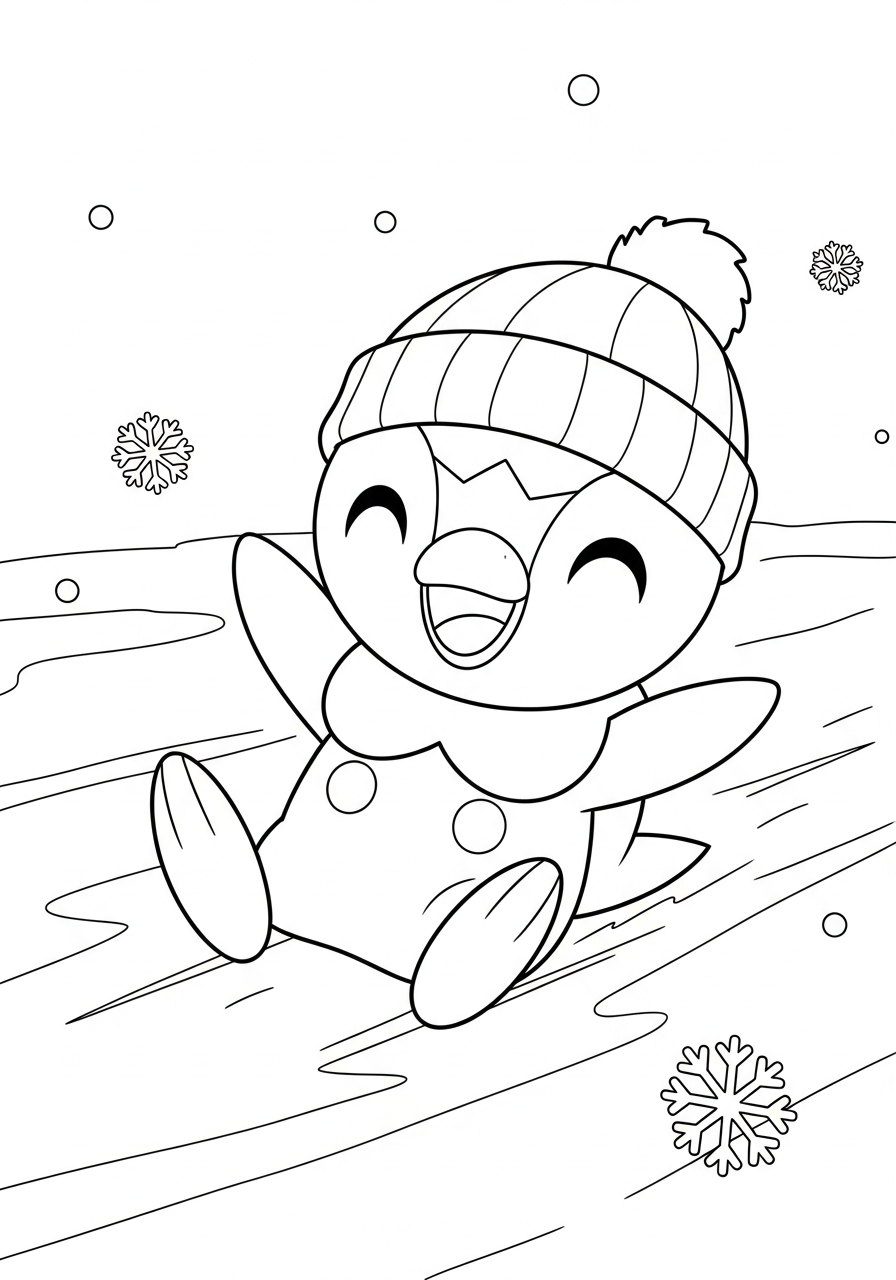 Pokemon Christmas Coloring Pages 15 Piplup ice skating winter coloring page