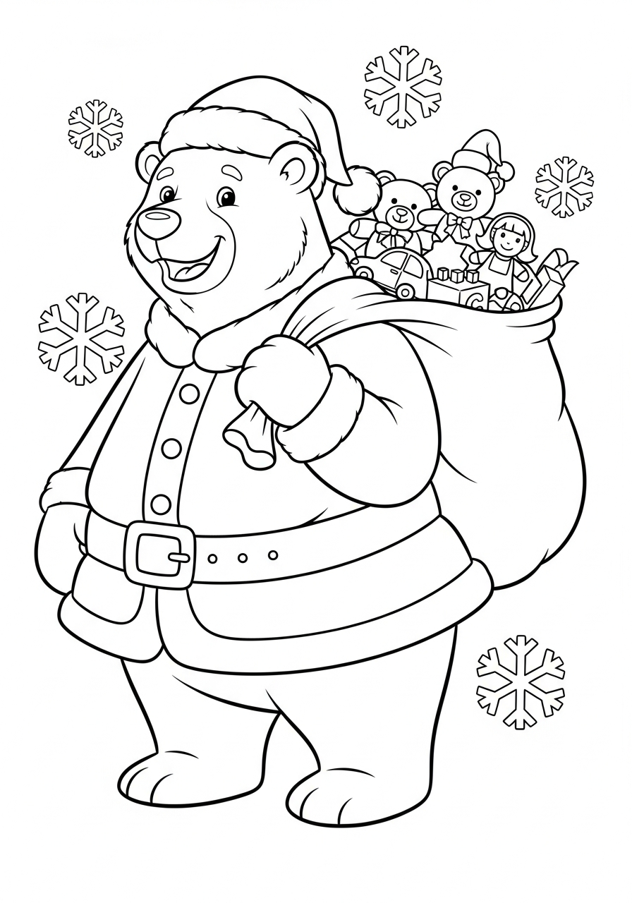Polar Bear Coloring Pages 18 Polar bear in Santa costume coloring page