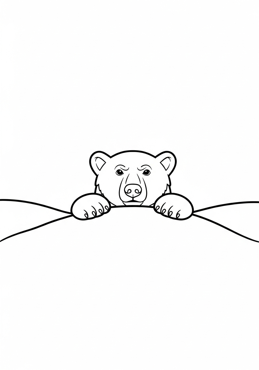 Polar Bear Coloring Pages 19 Polar bear peeking behind snow coloring page