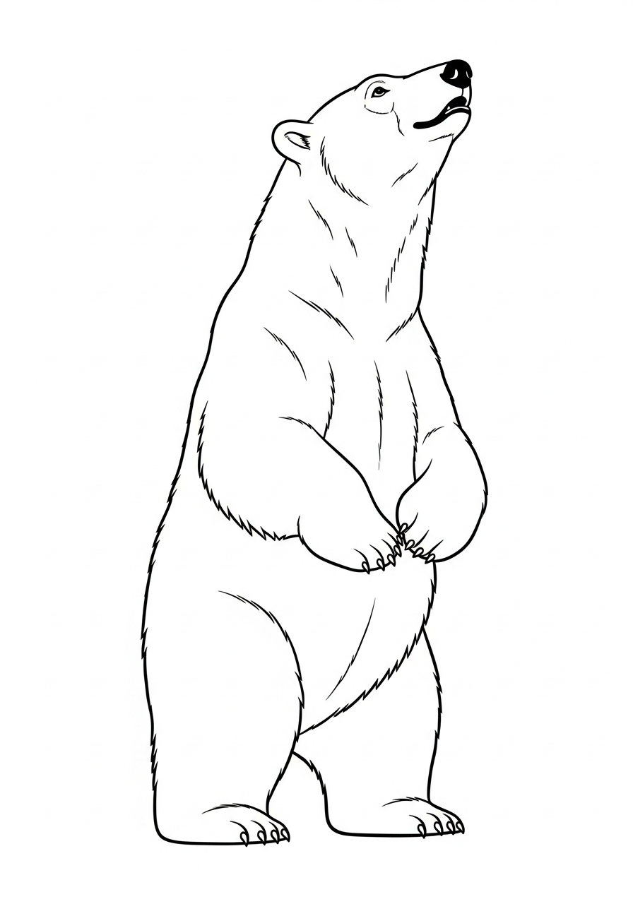 Polar Bear Coloring Pages 21 Polar bear standing on legs coloring page
