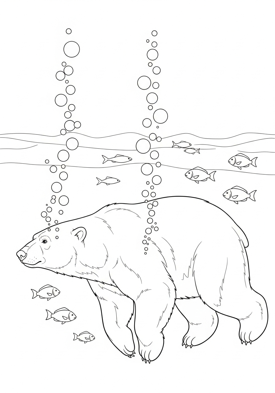 Polar Bear Coloring Pages 22 Polar bear swimming under water coloring page