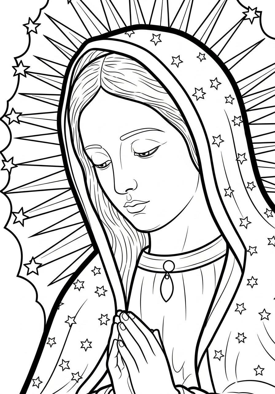 Our Lady of Guadalupe Coloring Pages 20 Portrait of Our Lady of Guadalupe coloring page
