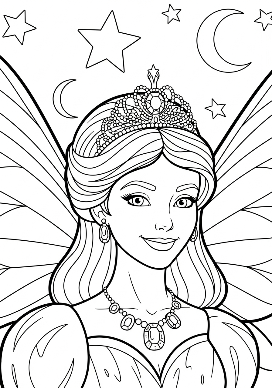 Tooth Fairy Coloring Pages 8 Portrait of beautiful Tooth Fairy princess coloring page