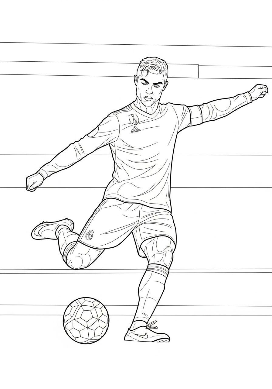 Powerful shot Cristiano Ronaldo coloring page