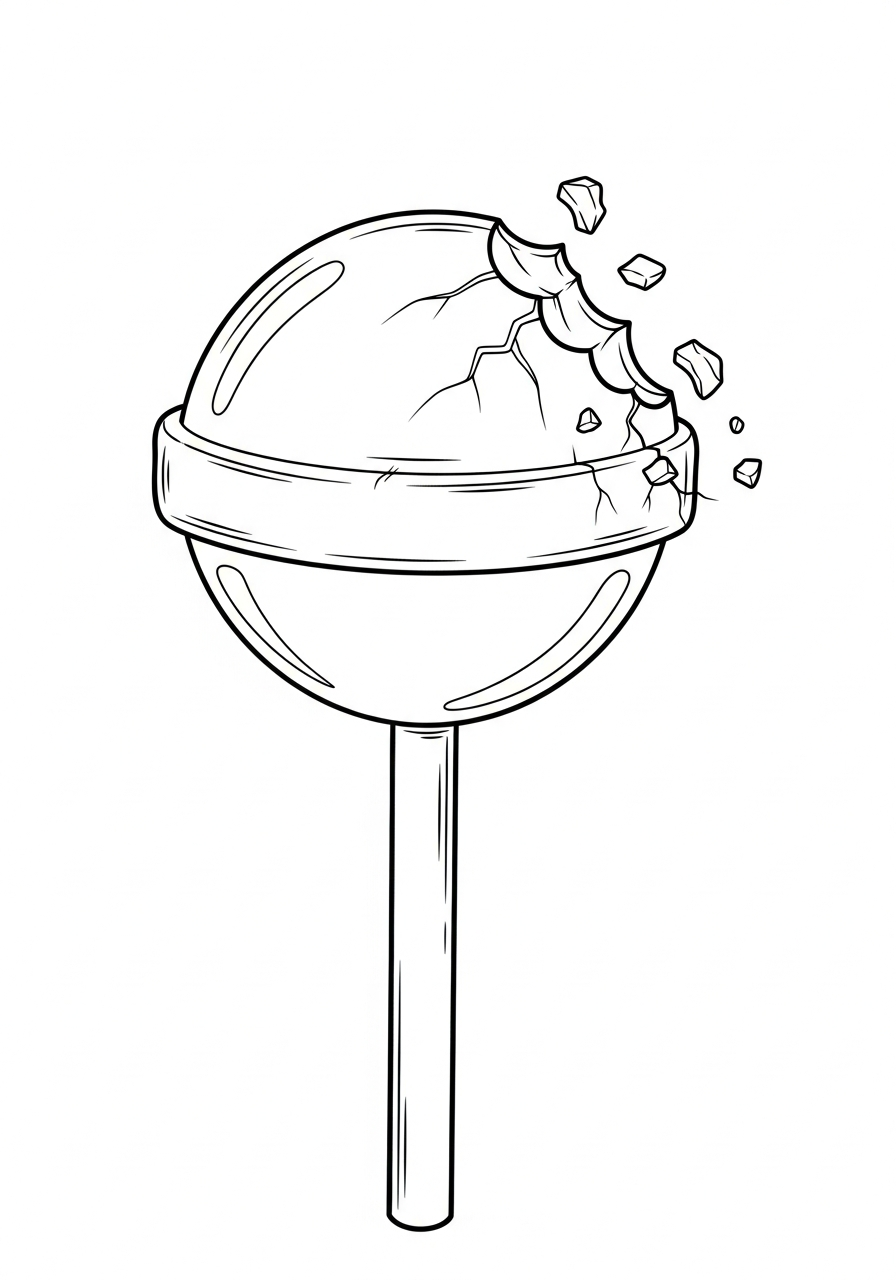 Lollipop Coloring Pages 27 Realistic cracked hard candy lollipop coloring page
