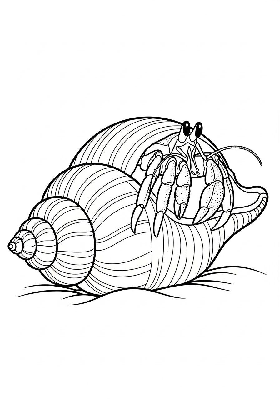Crab Coloring Pages 29 Realistic hermit crab shell coloring page