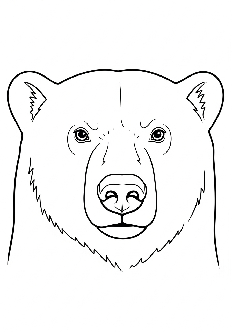 Polar Bear Coloring Pages 26 Realistic polar bear face portrait coloring page