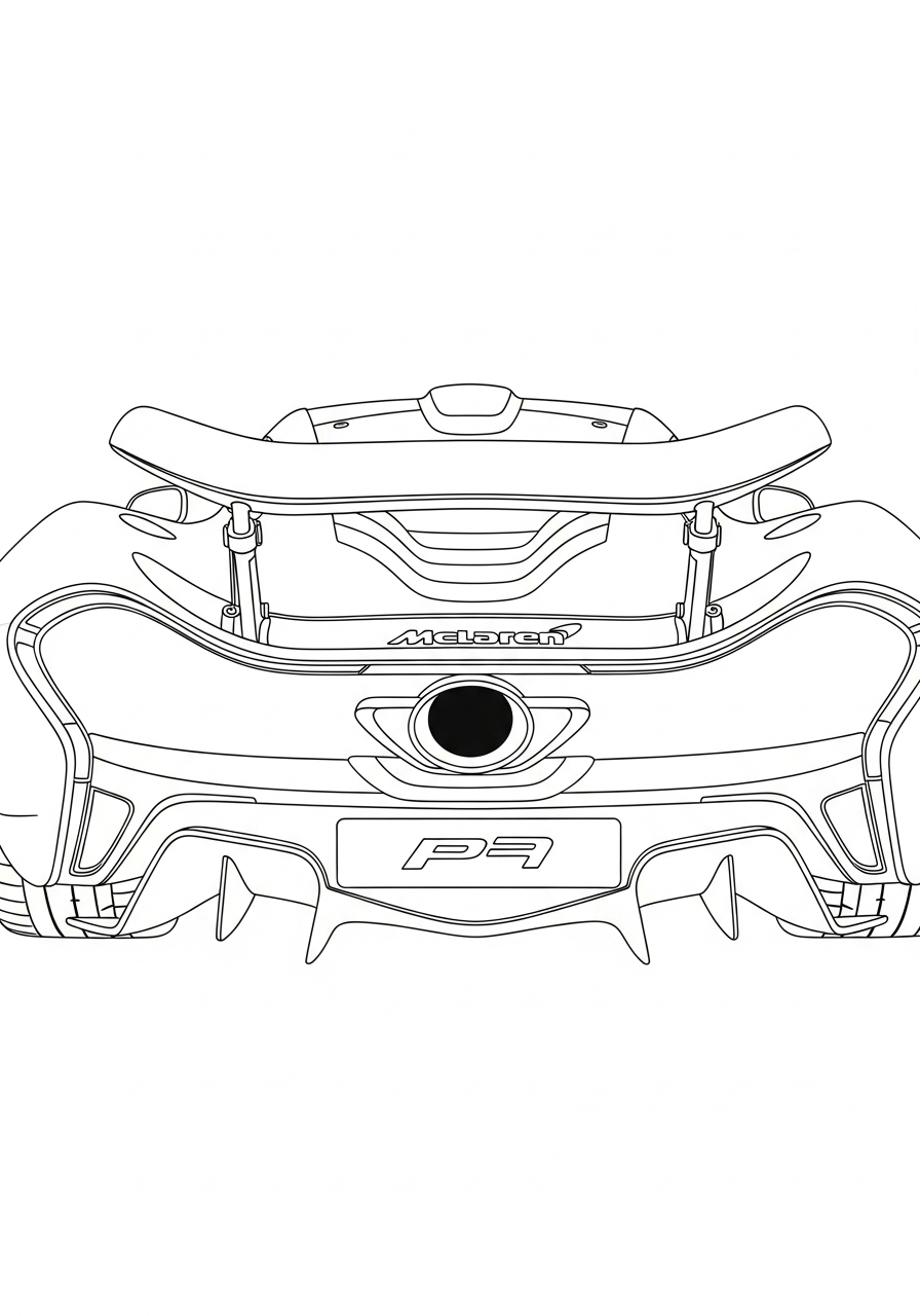 McLaren Coloring Pages 35 Rear view McLaren P1 coloring page