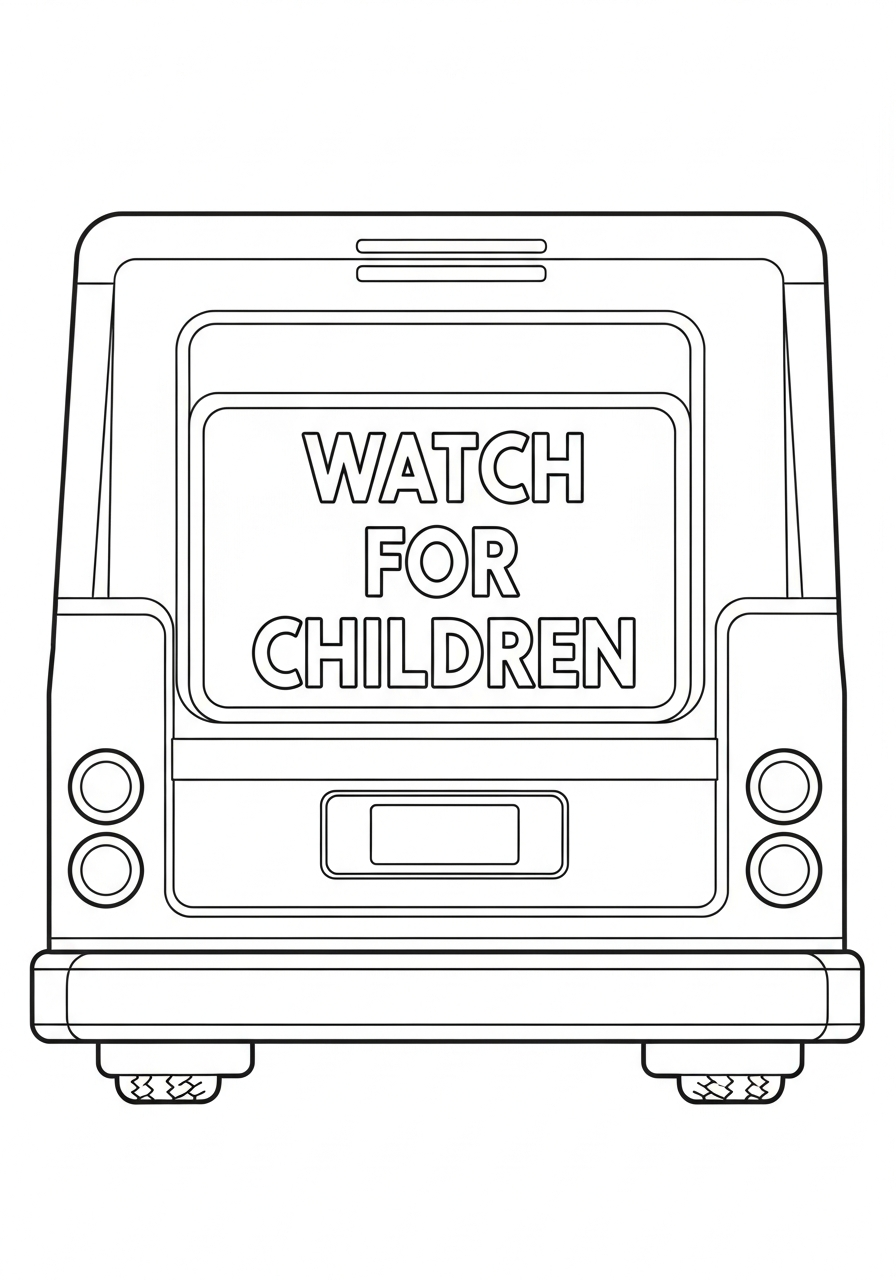 Rear view safety ice cream truck coloring page