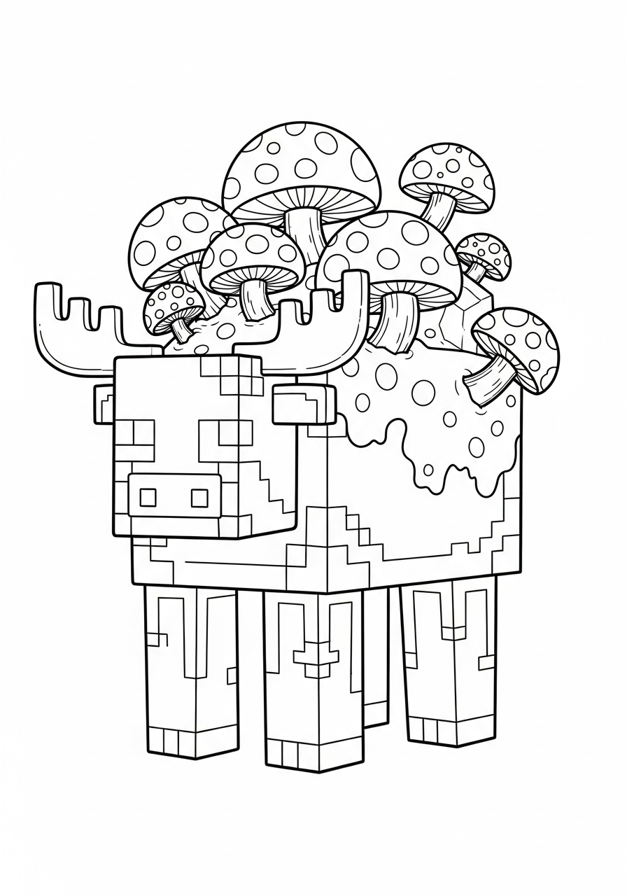 Minecraft Coloring Pages 15 Red Mooshroom cow Minecraft coloring page