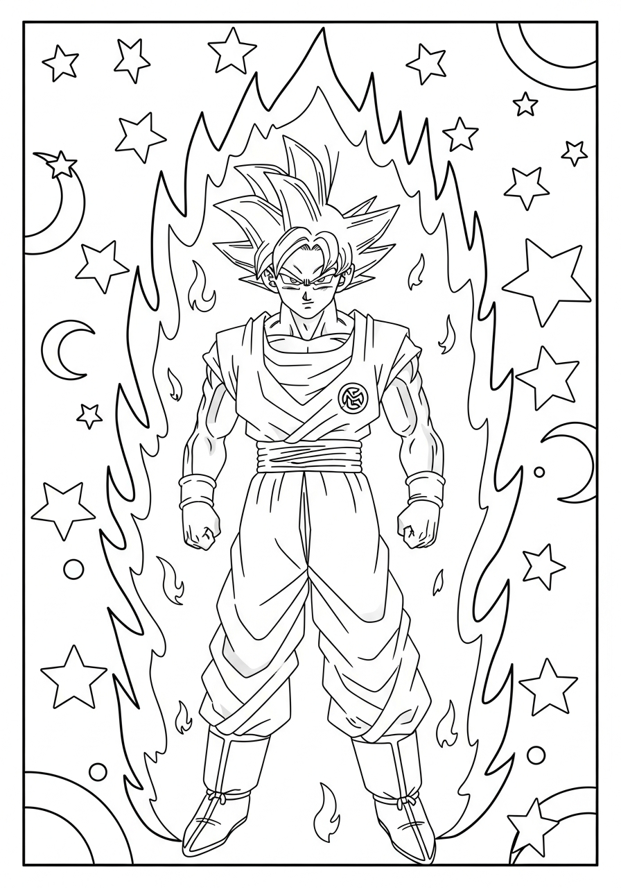 Goku Coloring Pages 25 Red hair Super Saiyan God Goku coloring page