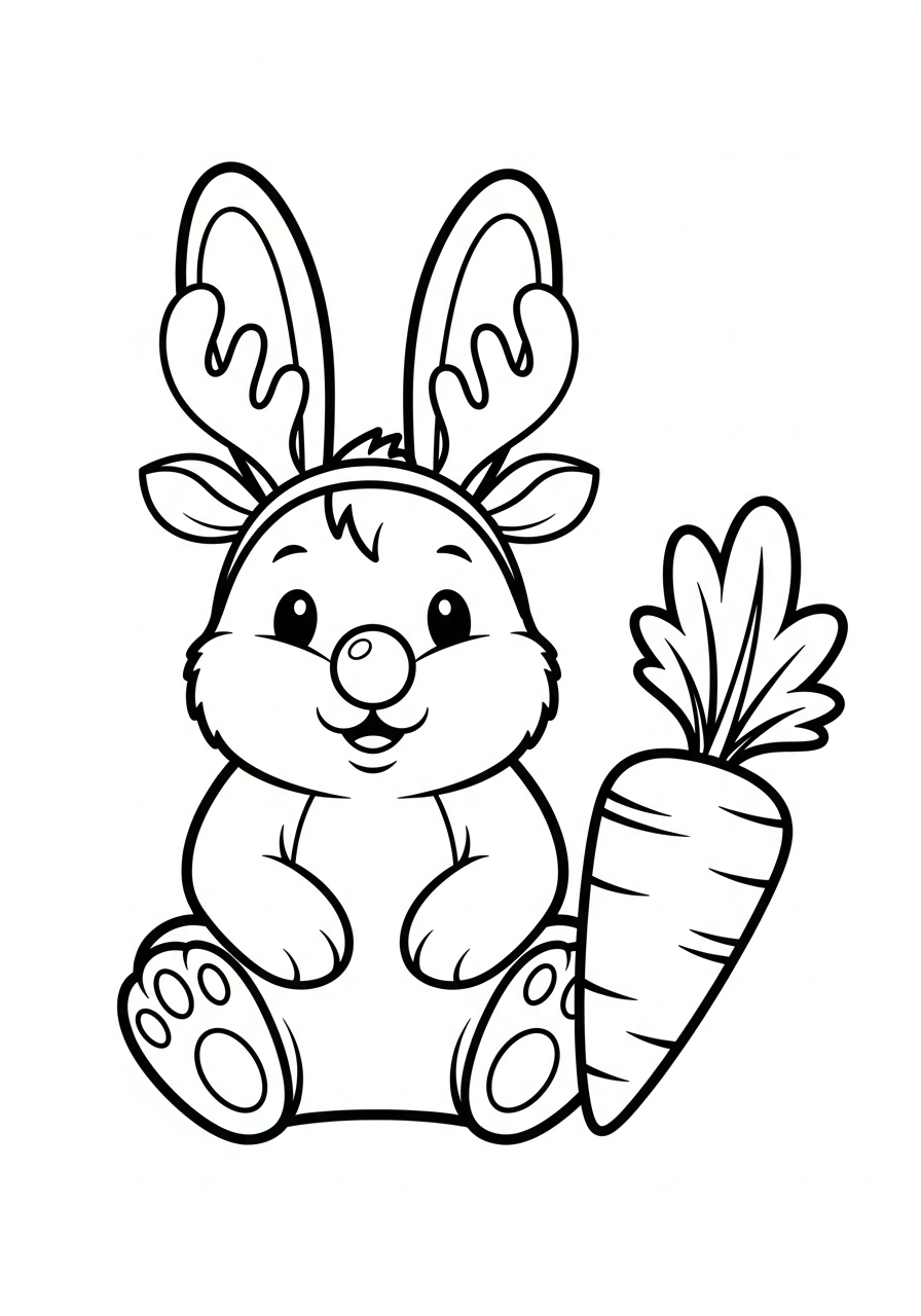 Christmas Bunny Coloring Pages 21 Reindeer antler Christmas Bunny coloring page