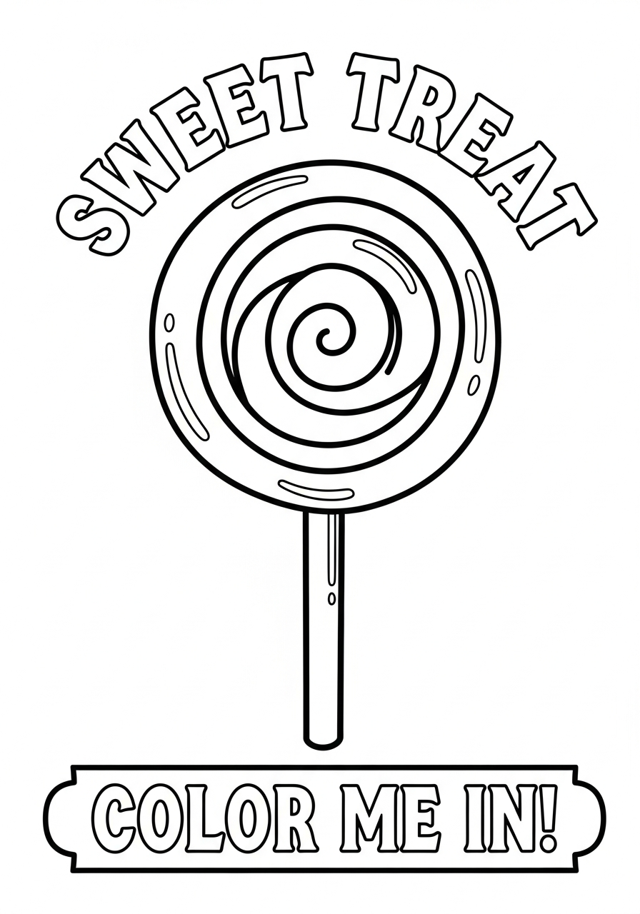 Lollipop Coloring Pages 28 Retro poster style vintage lollipop coloring page