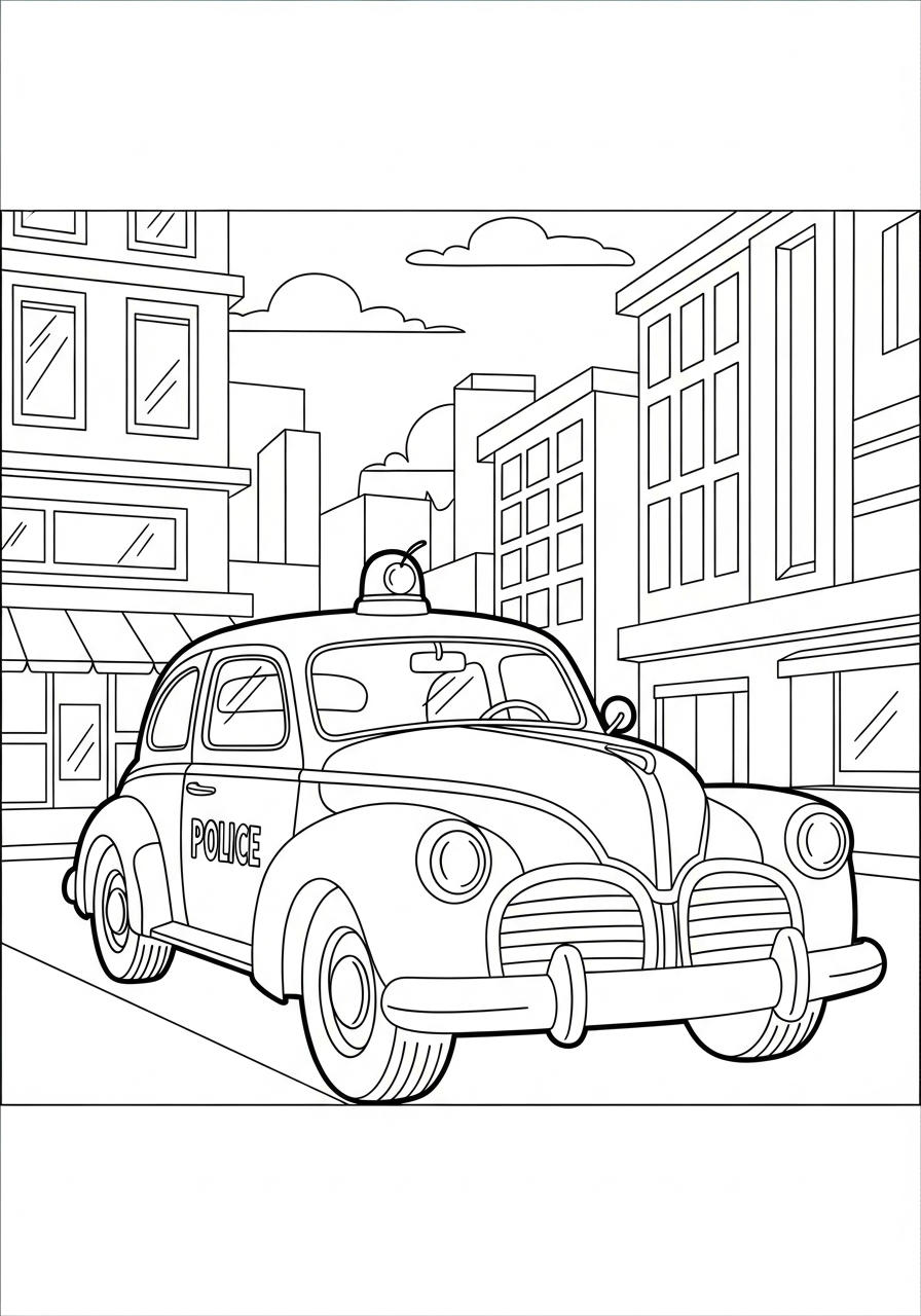 Police Car Coloring Pages 23 Retro vintage style police car coloring page
