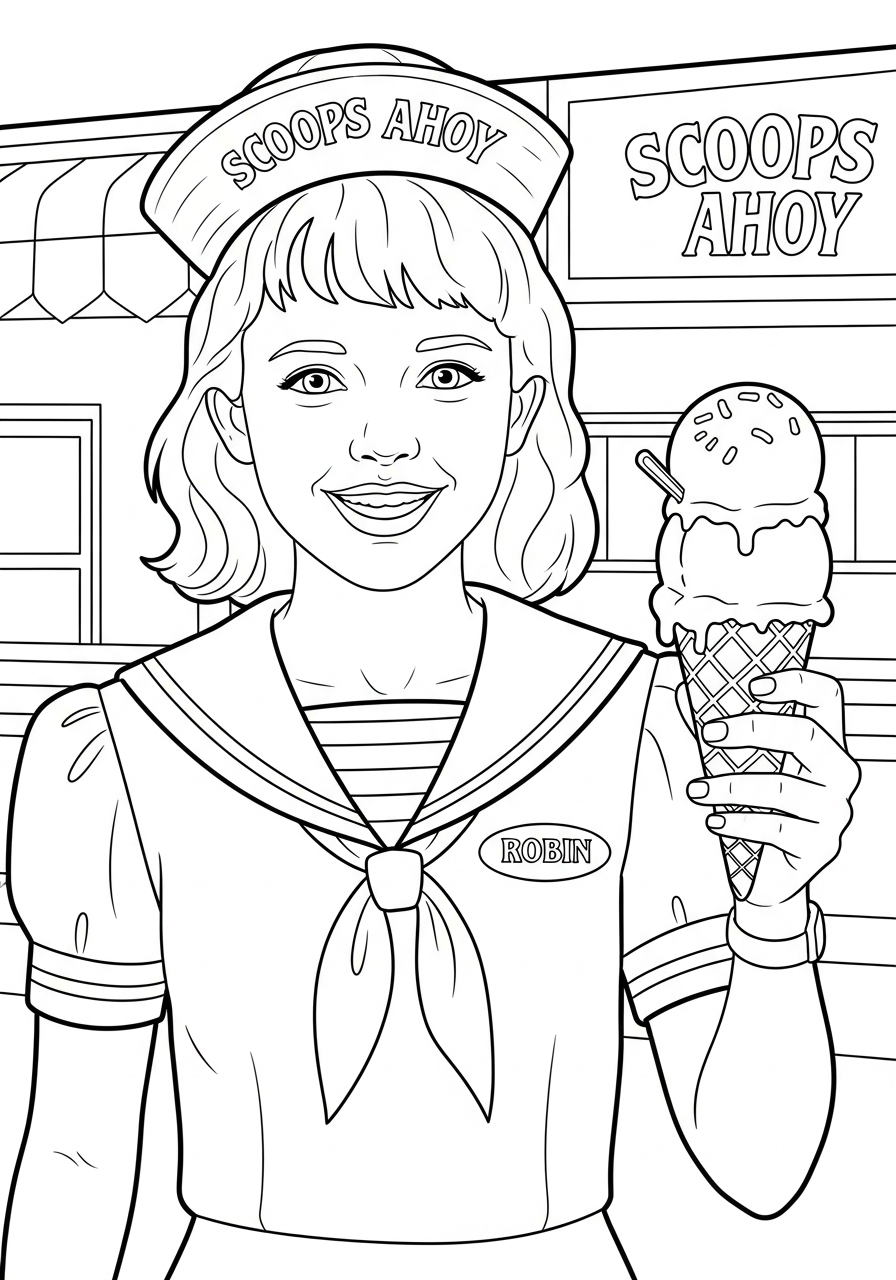 Stranger Things Coloring Pages 10 Robin Buckley Scoops Ahoy Stranger Things coloring page
