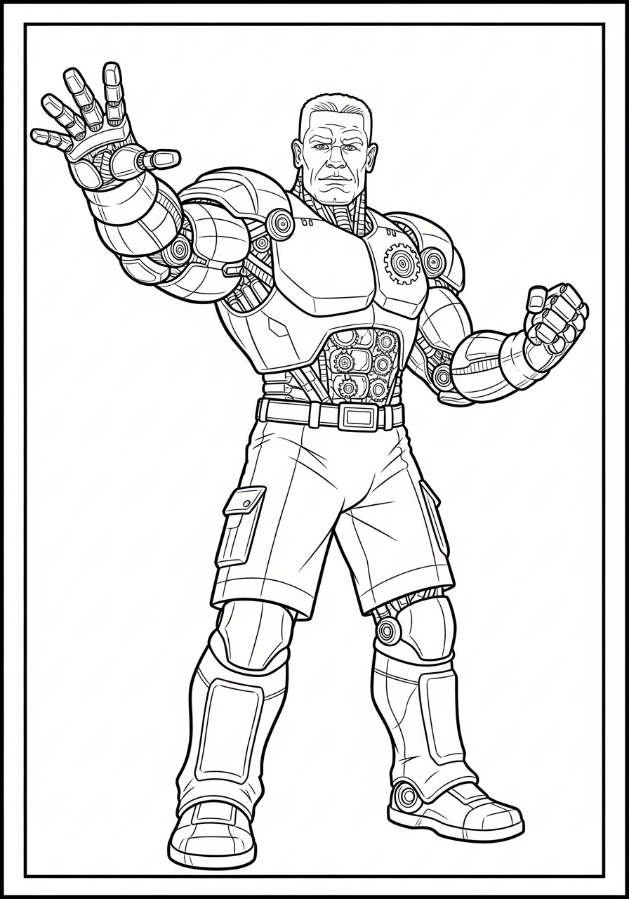 John Cena Coloring Pages 29 Robot John Cena cyborg style coloring page