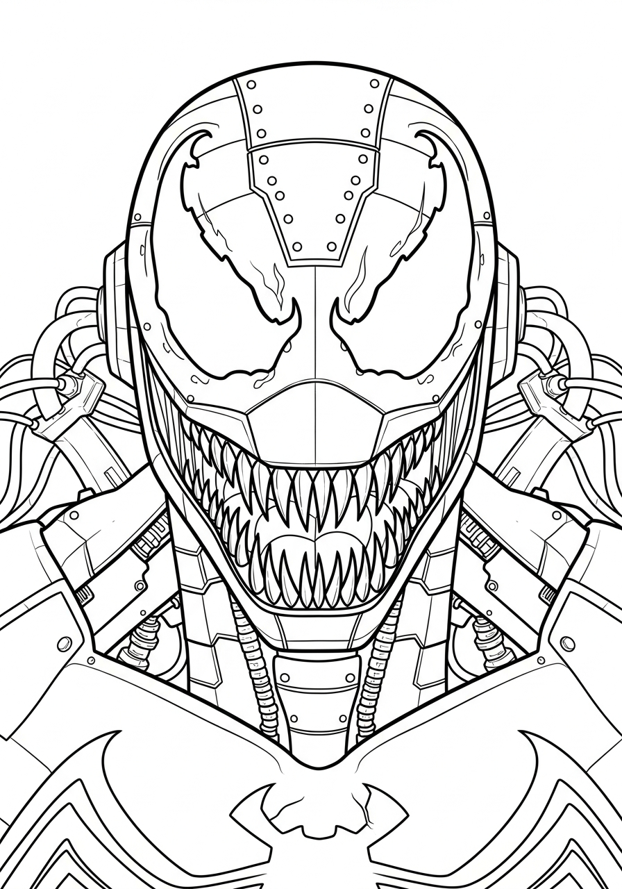 Venom Coloring Pages 9 Robot mechanical Venom style suit coloring page