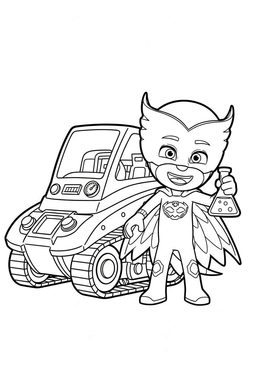PJ Mask Coloring Pages 23 Romeo laughing next to robot coloring page