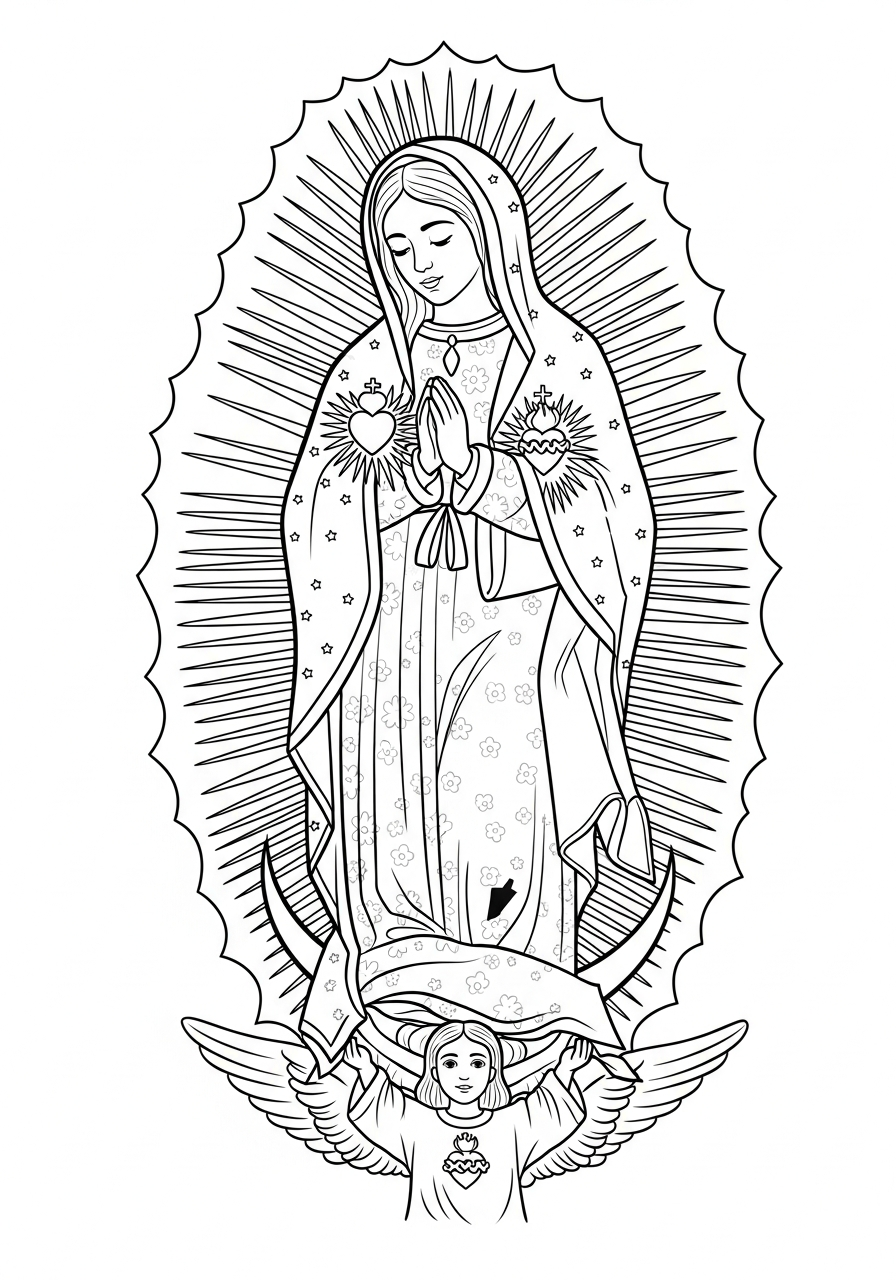 Our Lady of Guadalupe Coloring Pages 21 Sacred Heart Our Lady of Guadalupe coloring page