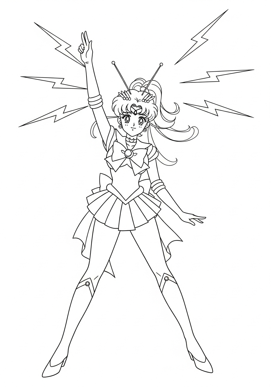 Sailor Moon Coloring Pages 14 Sailor Jupiter lightning power coloring page