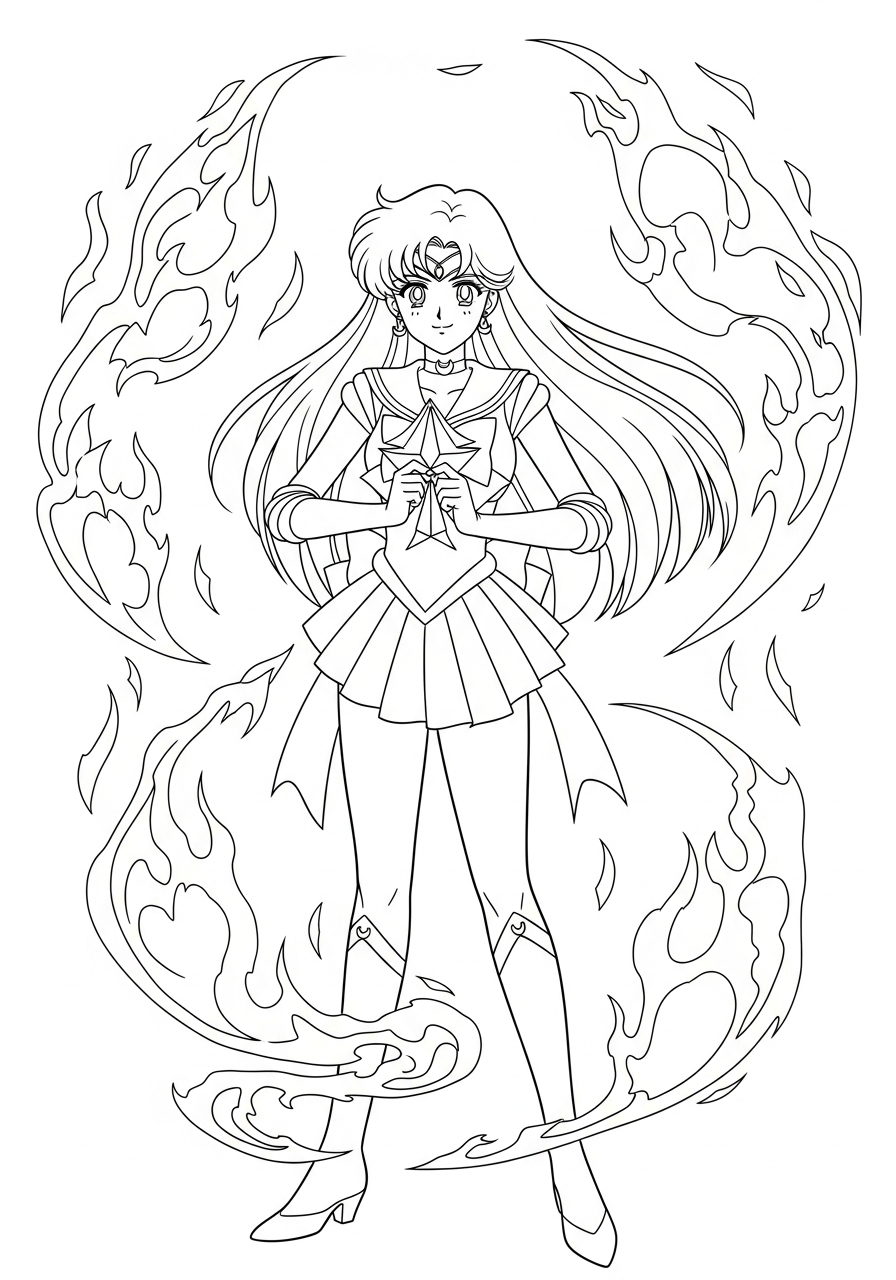 Sailor Moon Coloring Pages 15 Sailor Mars holding fire coloring page