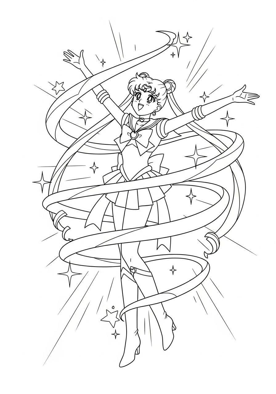 Sailor Moon Coloring Pages 19 Sailor Moon transformation ribbons coloring page