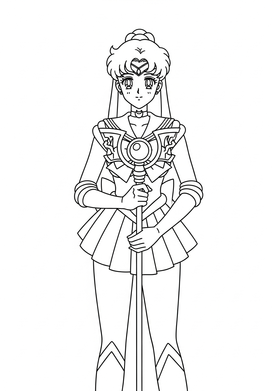 Sailor Moon Coloring Pages 22 Sailor Pluto holding rod coloring page