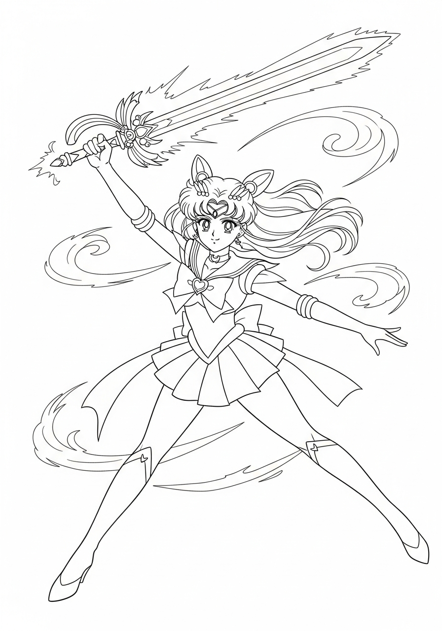 Sailor Moon Coloring Pages 25 Sailor Uranus space sword coloring page
