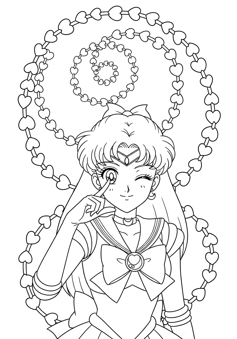 Sailor Moon Coloring Pages 26 Sailor Venus love chain coloring page