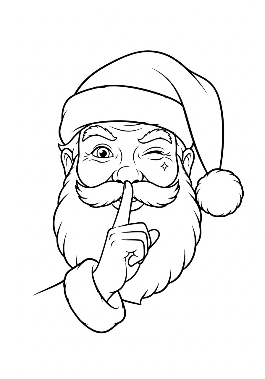 Santa Claus Coloring Pages 9 Santa Claus shushing gesture coloring page