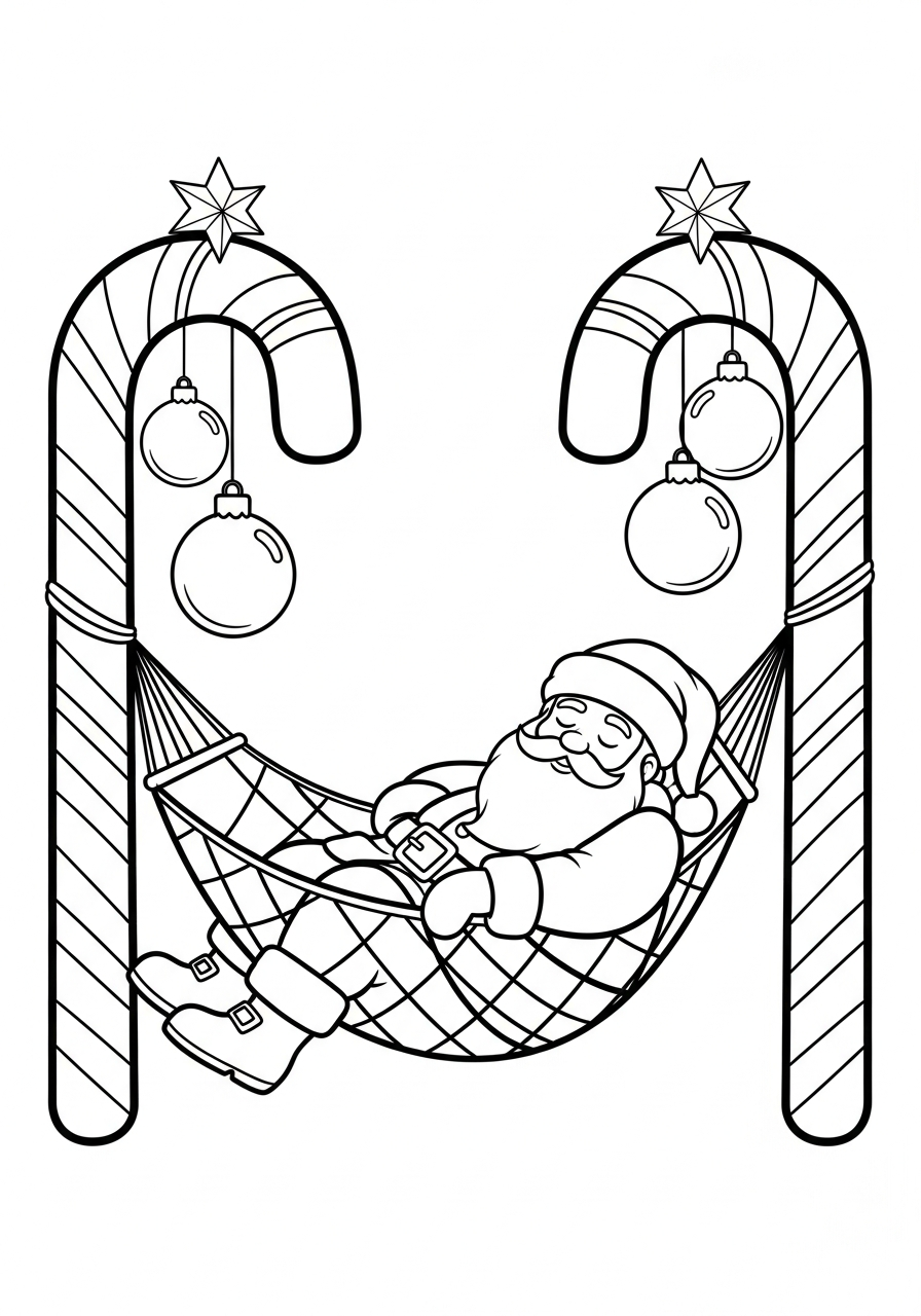 Santa Claus Coloring Pages 29 Santa sleeping in hammock bed coloring page