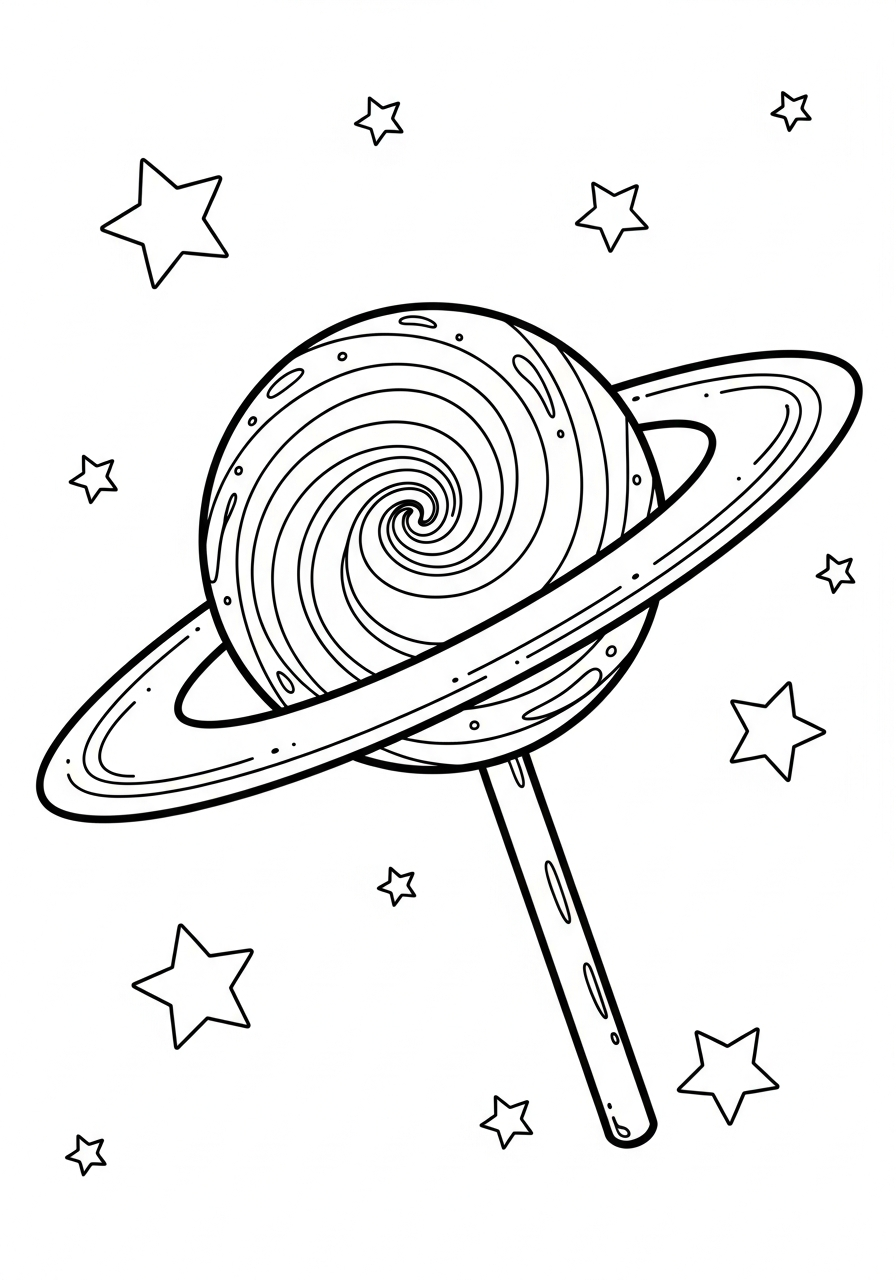 Lollipop Coloring Pages 29 Saturn planet shaped space lollipop coloring page