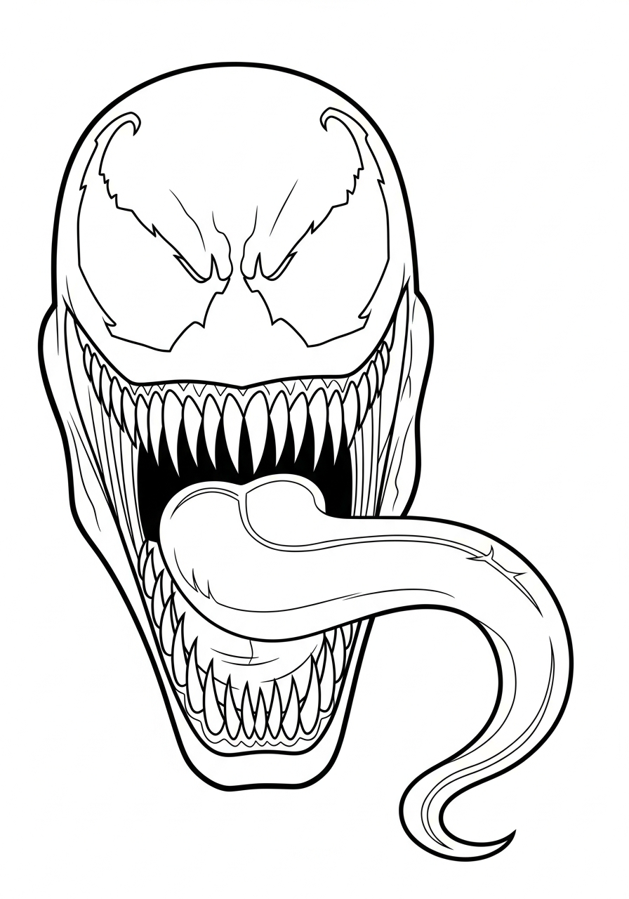Venom Coloring Pages 10 Scary Venom roaring face coloring page
