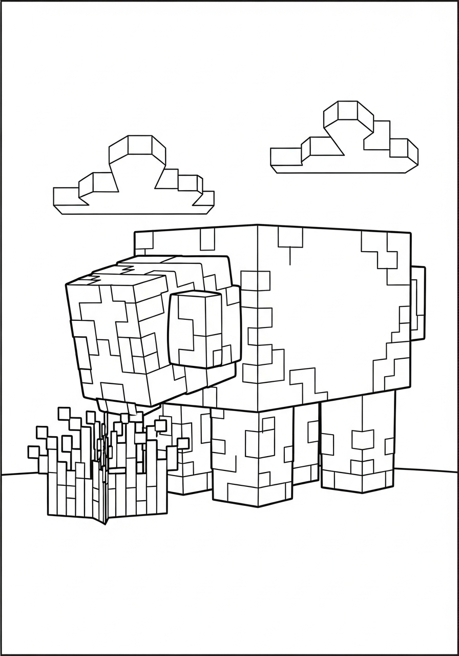 Minecraft Coloring Pages 16 Sheep eating grass Minecraft coloring page