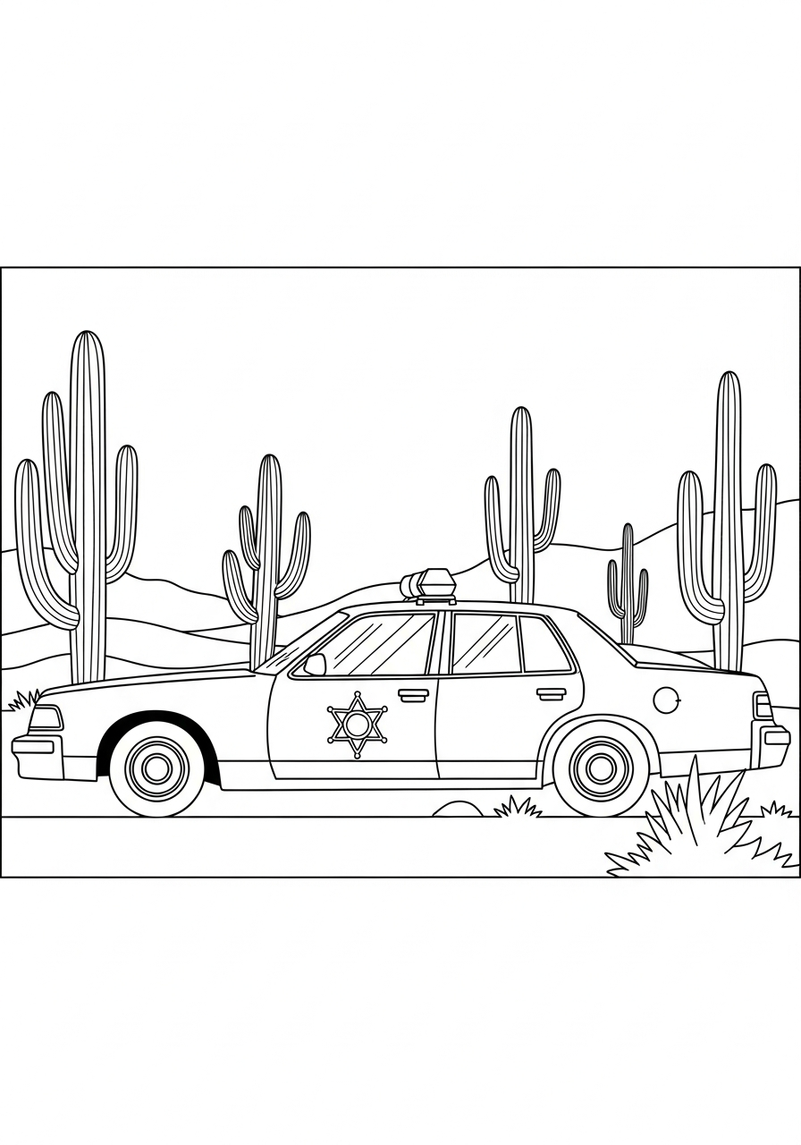 Police Car Coloring Pages 25 Sheriff style police car in desert coloring page