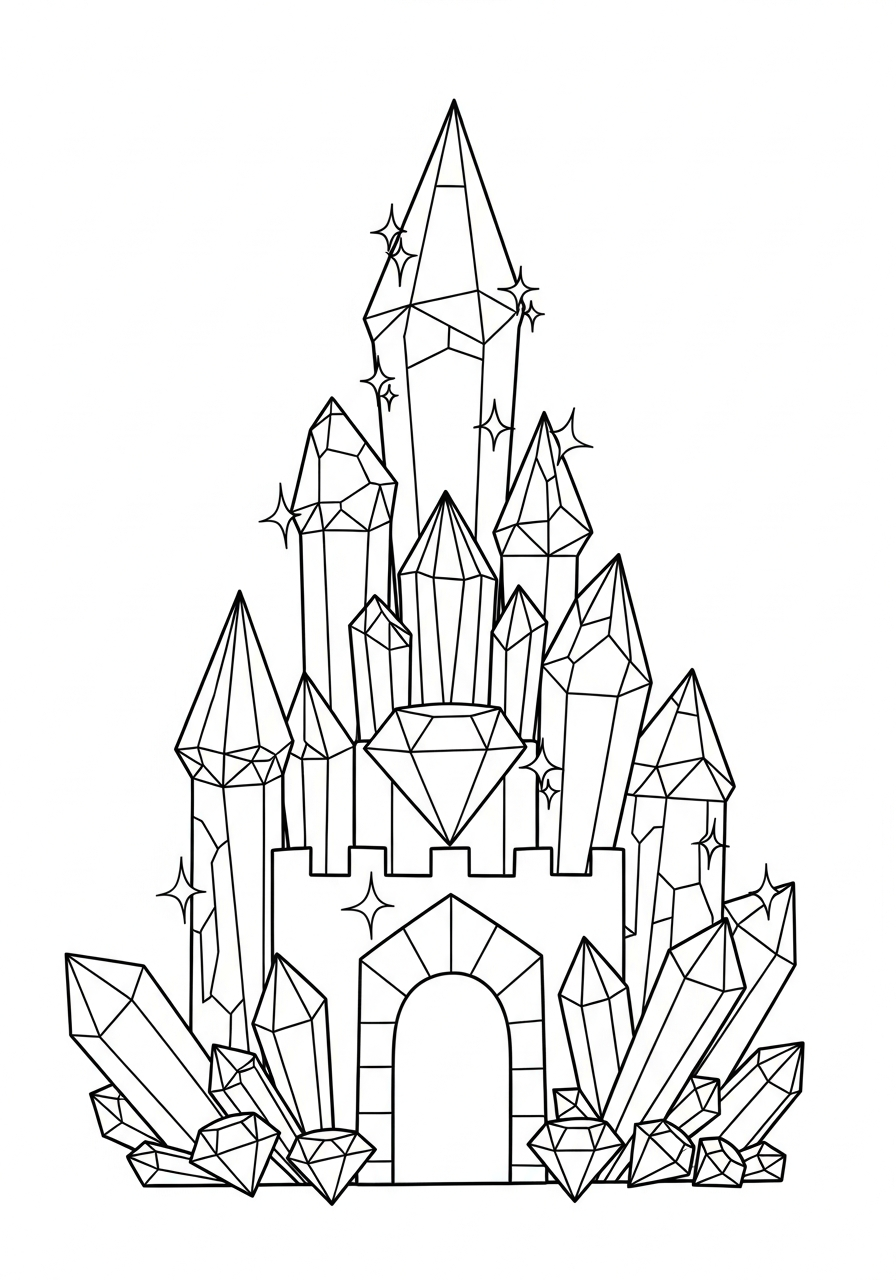Castle Coloring Pages 16 Shining diamond and crystal castle coloring page