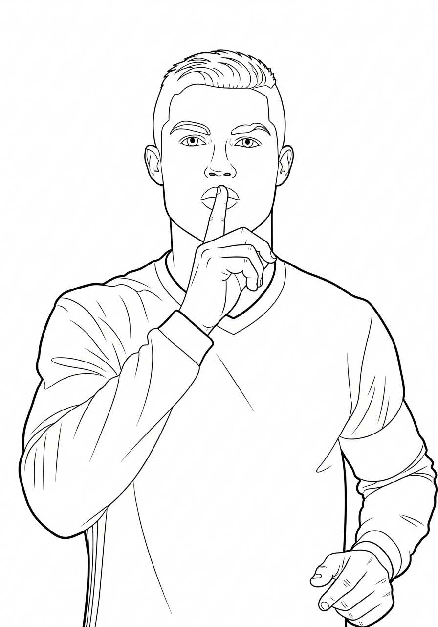 Shushing gesture Cristiano Ronaldo coloring page