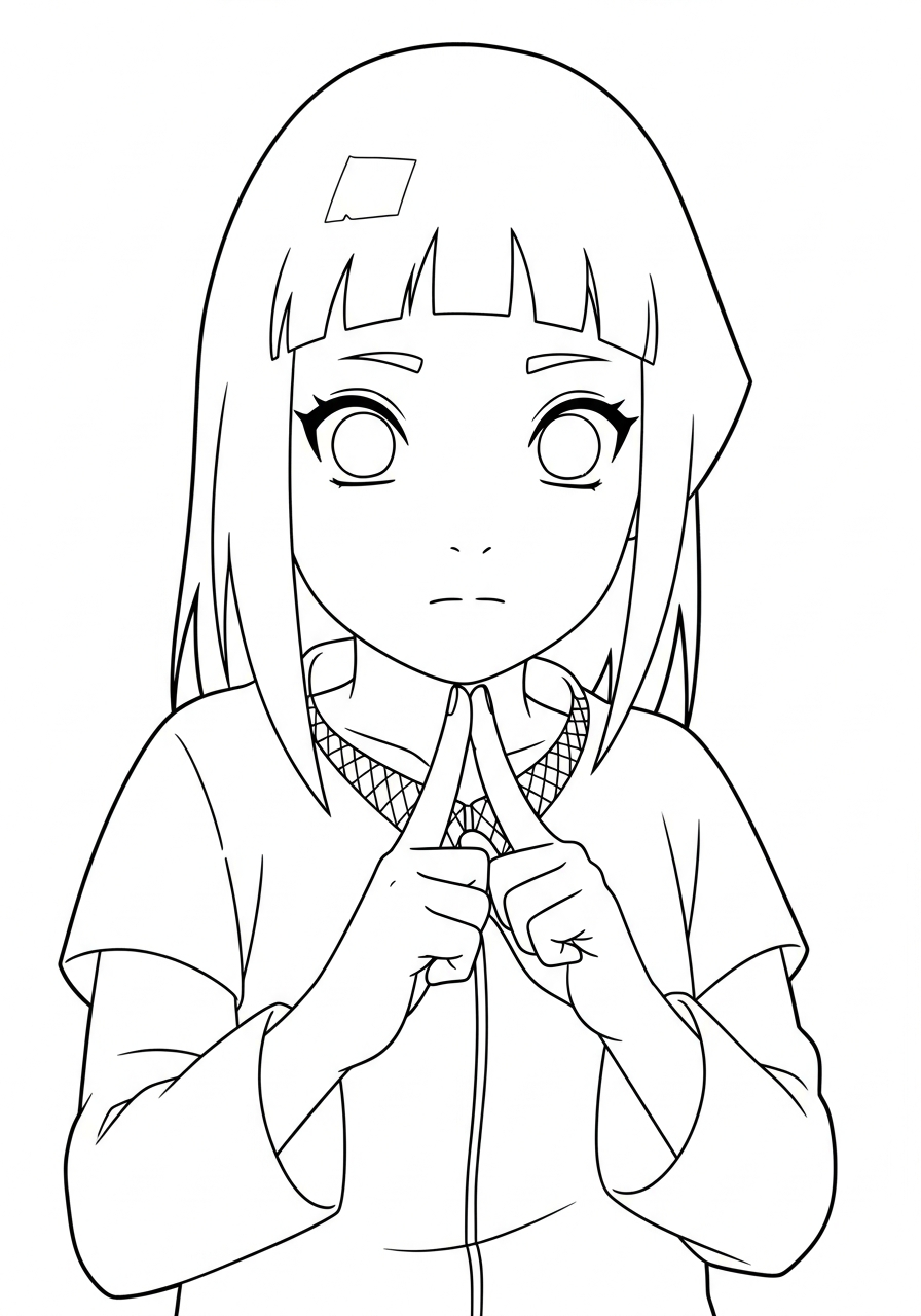 Naruto Coloring Pages 25 Shy Hinata with cute eyes coloring page