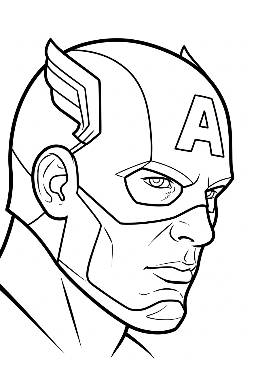 Captain America Coloring Pages 28 Side profile Captain America helmet coloring page