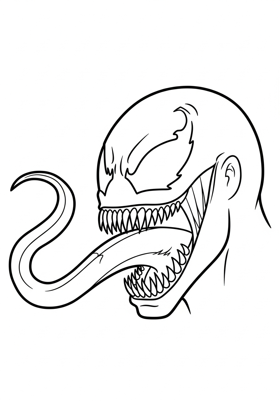 Venom Coloring Pages 11 Side view of Venom head coloring page
