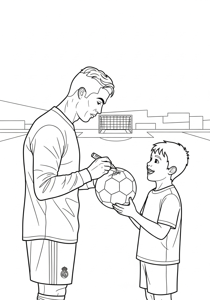 Signing autograph Cristiano Ronaldo coloring page