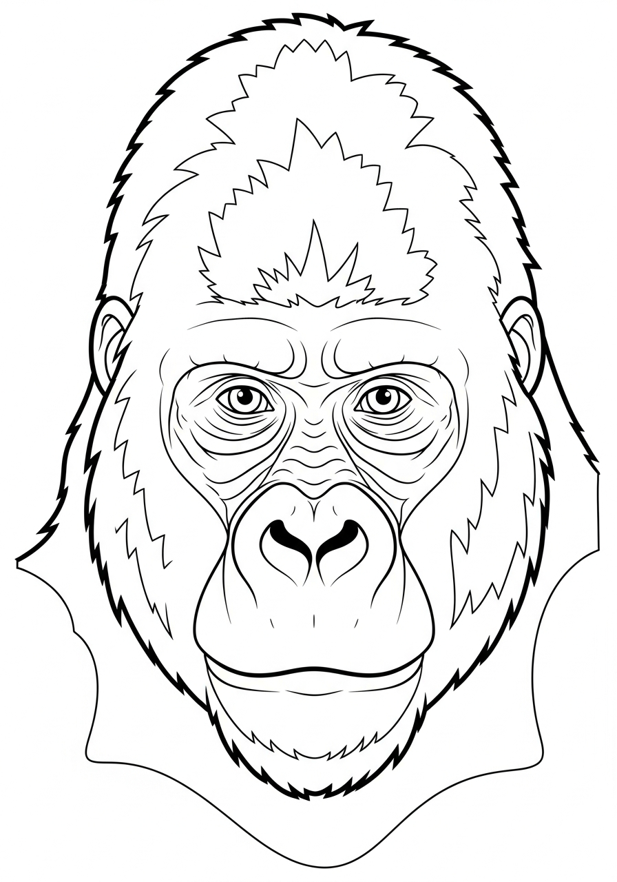 Gorilla Coloring Pages 23 Silverback gorilla face portrait coloring page