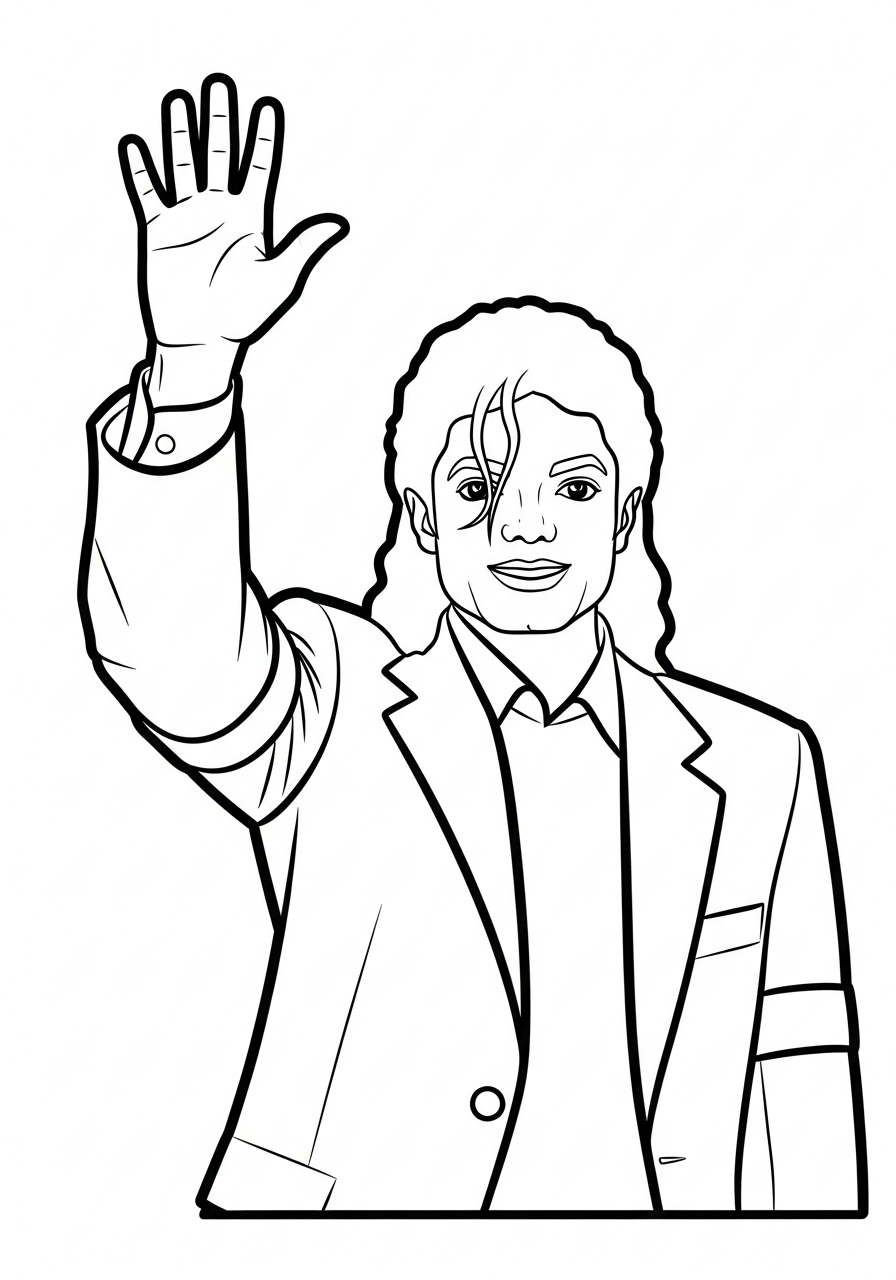 Michael Jackson Coloring Pages 30 Simple Michael Jackson waving hello coloring page