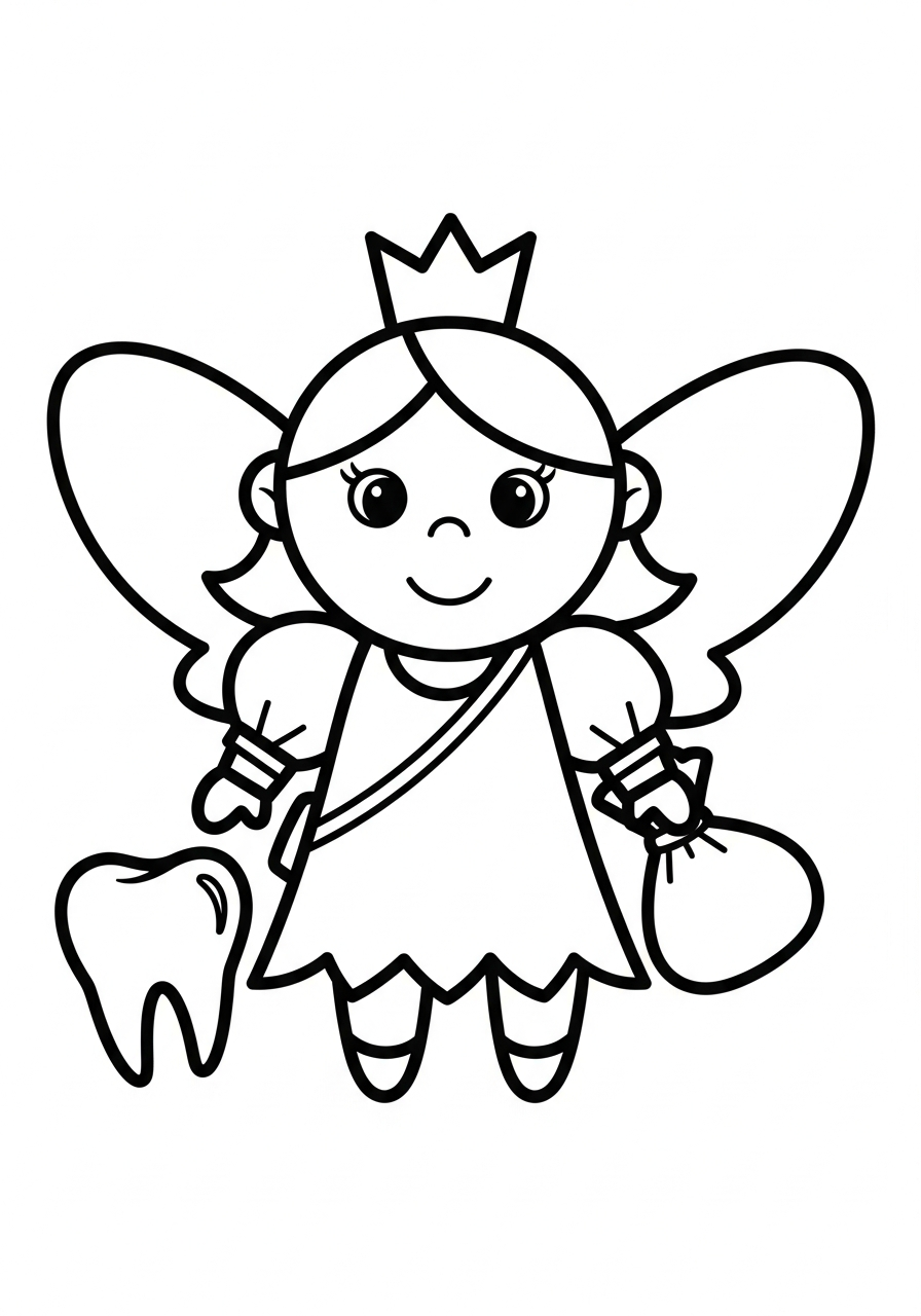 Tooth Fairy Coloring Pages 10 Simple cute Tooth Fairy for toddlers coloring page
