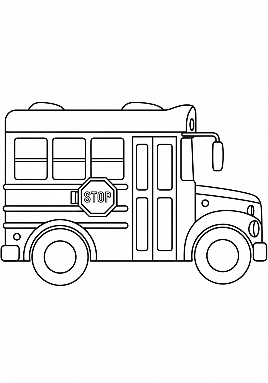 School Bus Coloring Pages 22 Simple side view School Bus coloring page