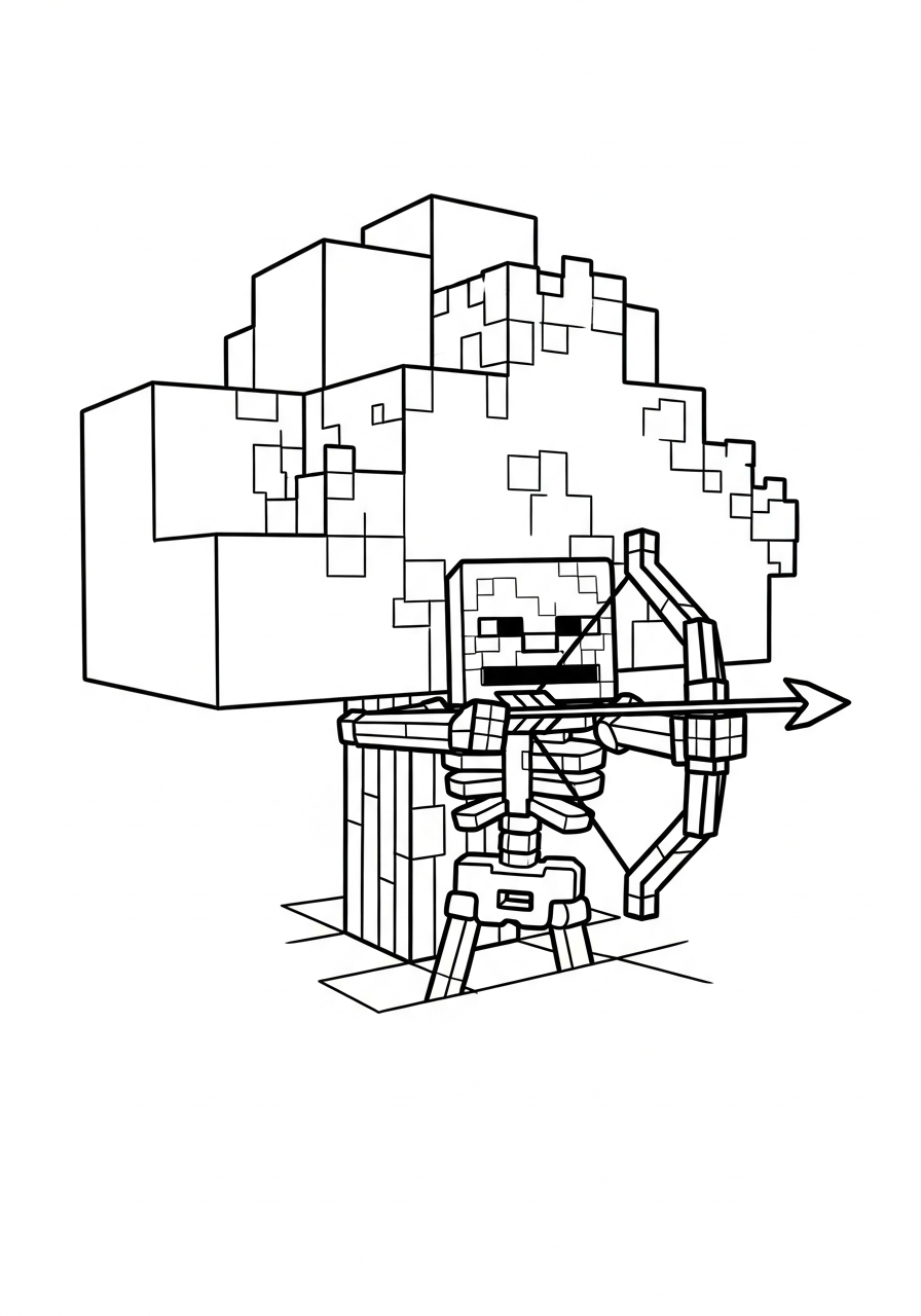 Minecraft Coloring Pages 17 Skeleton with bow Minecraft coloring page