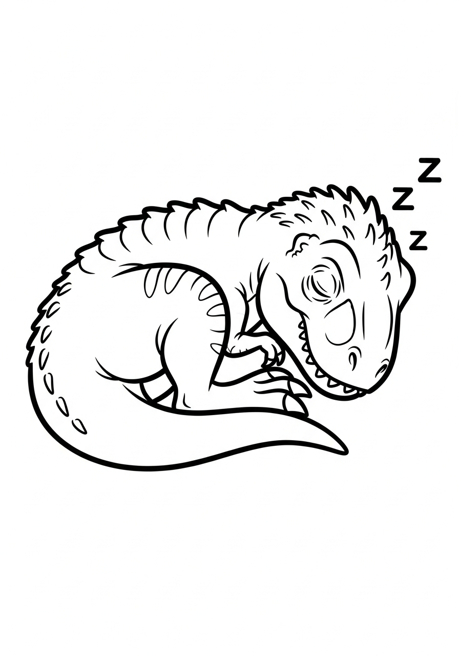 Indominus Rex Coloring Pages 26 Sleeping cute Indominus Rex napping coloring page