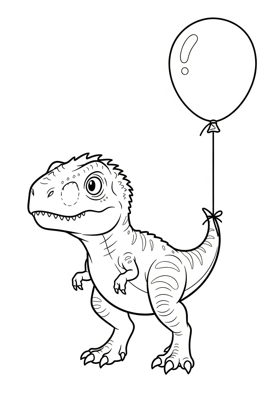 Indominus Rex Coloring Pages 27 Small Indominus Rex holding balloon coloring page