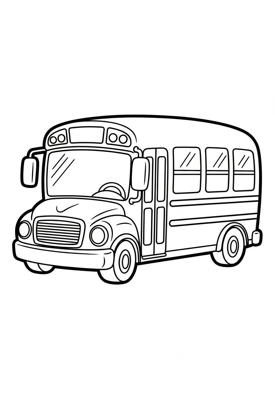 School Bus Coloring Pages 23 Small chubby chibi School Bus coloring page
